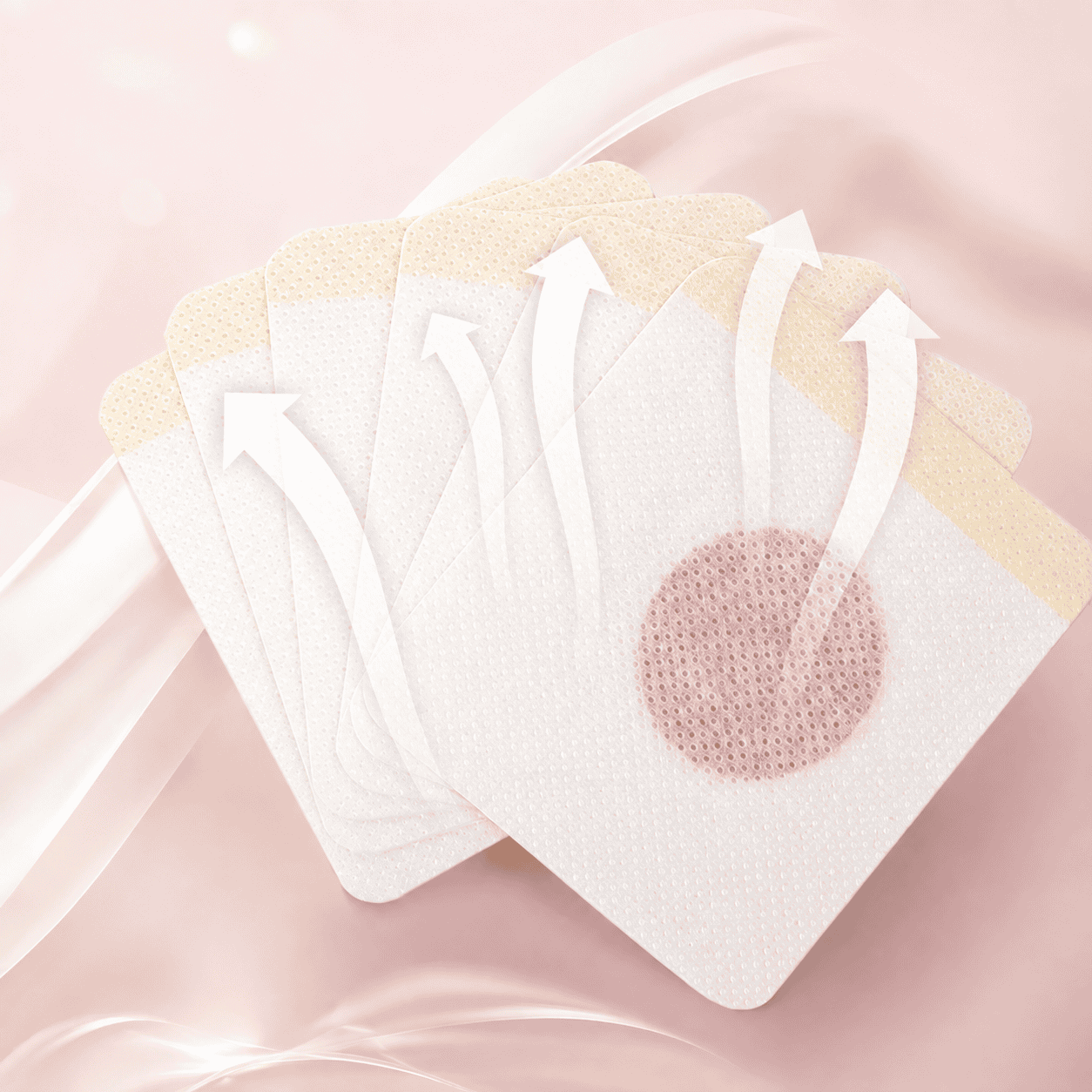 Sleep patch breathable fabric layers with airflow arrows