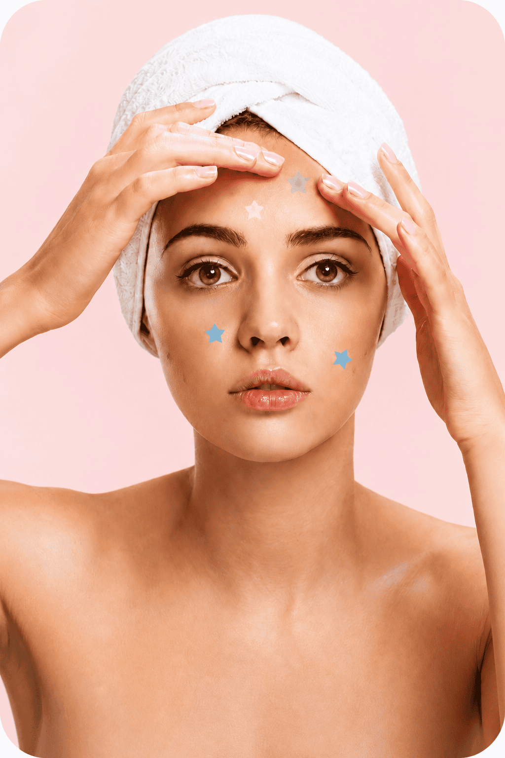 Woman with star-shaped patches on her face