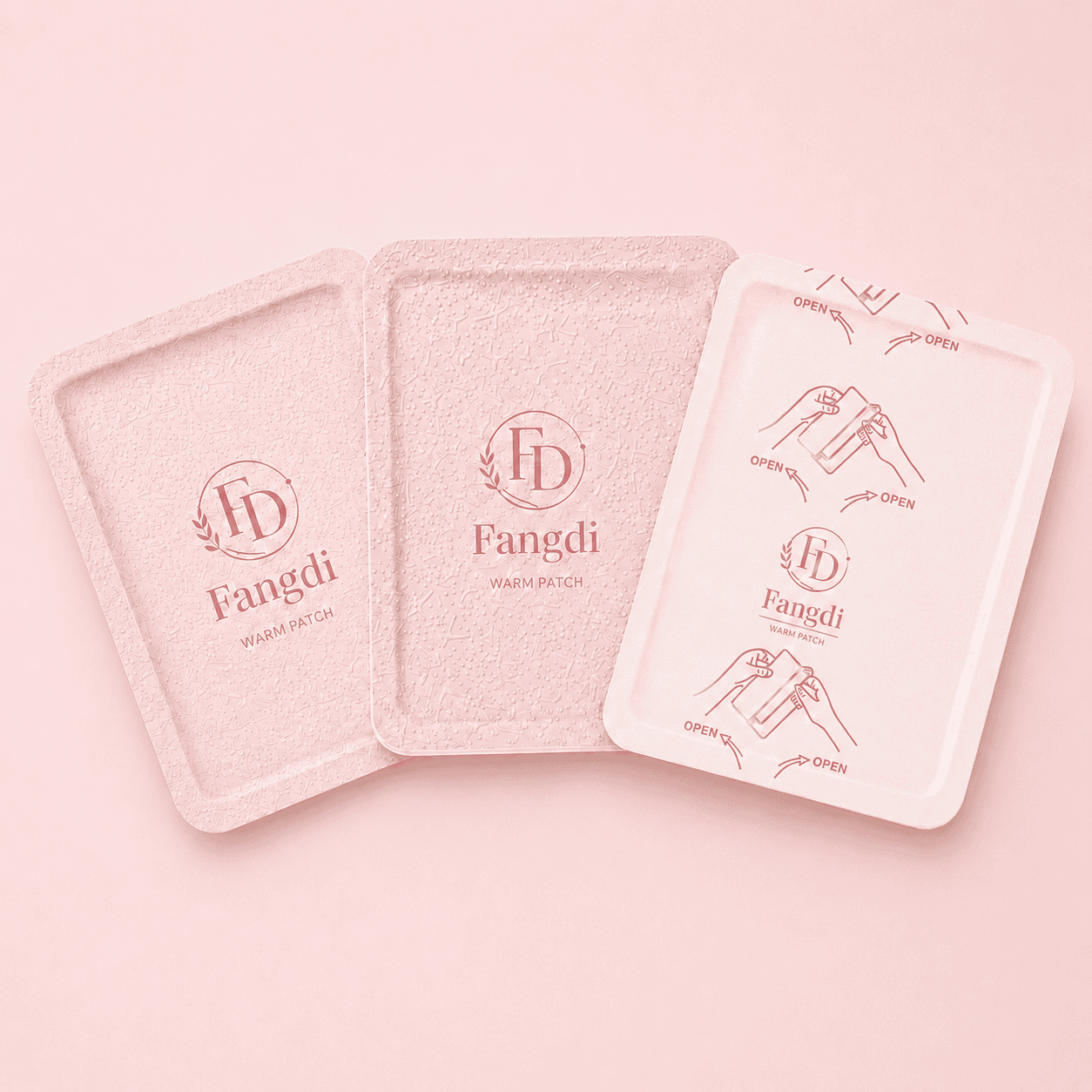 Fangdi warm patch sachets with open instructions