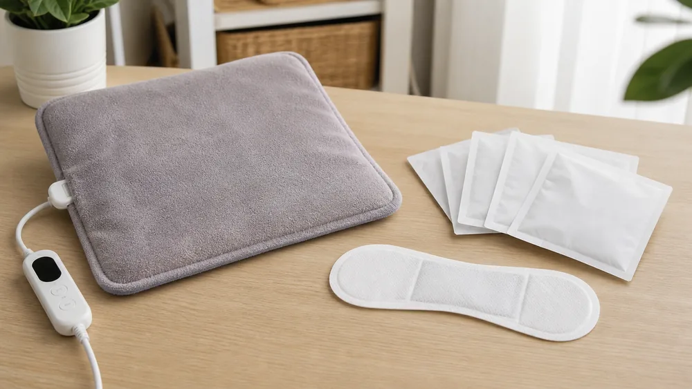 Electric heating pad and disposable period heating patch comparison