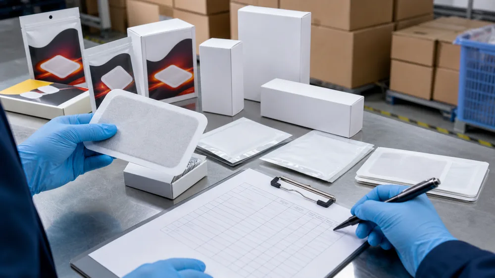 Heating patch samples and packaging inspection for B2B buyers