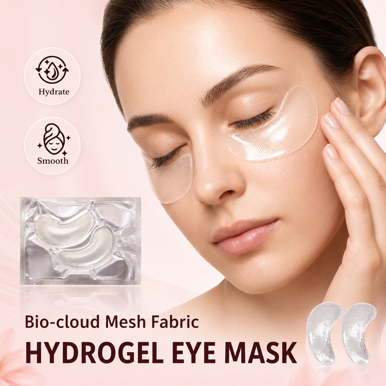 Hydrogel eye mask with hydrate and smooth benefits